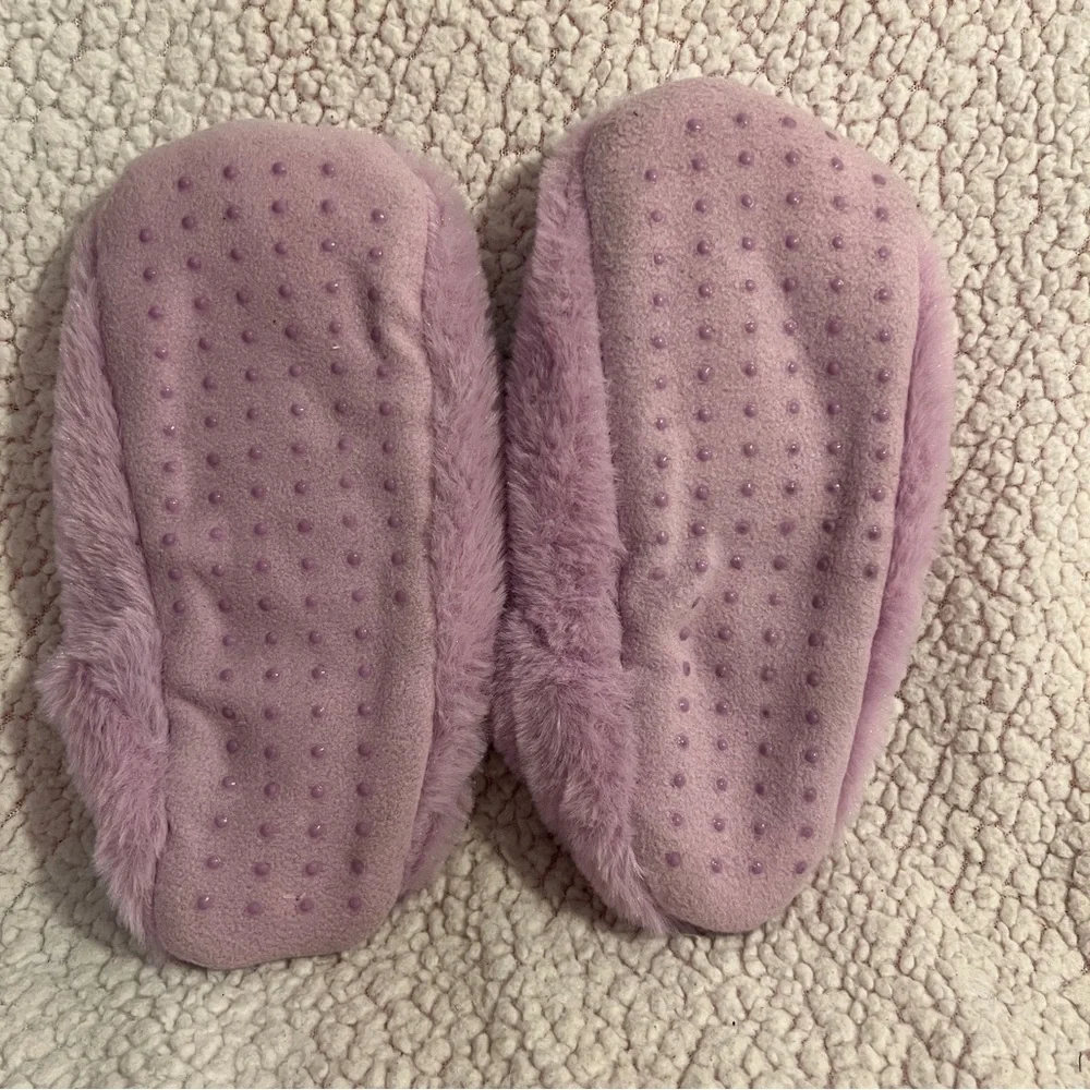NEW Hyde & Eek Boutique Kids Slipper Socks S/M 5–7 Purple Glitter Bat Faux Fur